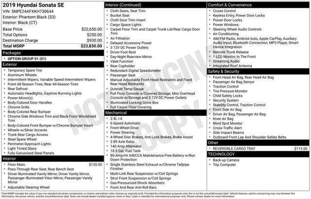 2019 Hyundai Sonata SE 2019 Hyundai Sonata SE