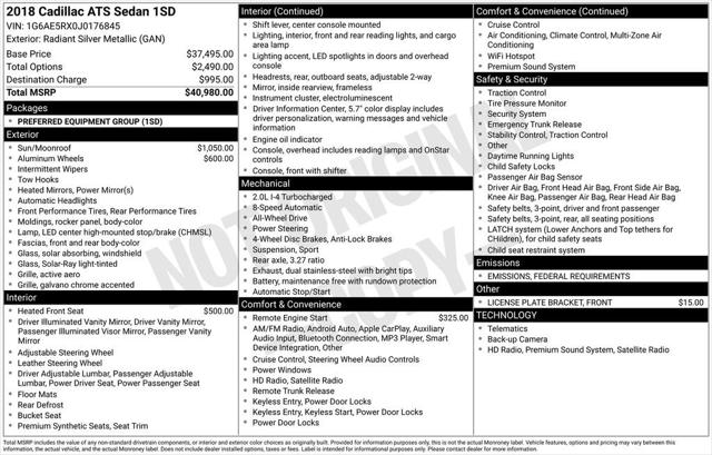 2018 Cadillac ATS Standard 2018 Cadillac ATS Standard