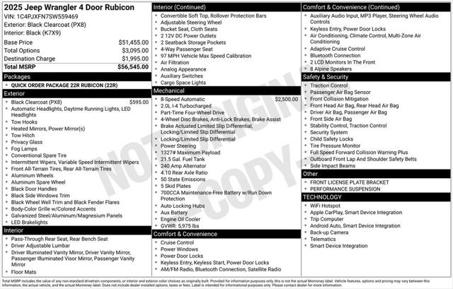 2025 Jeep Wrangler 4-Door Rubicon 4x4 2025 Jeep Wrangler 4-Door Rubicon 4x4