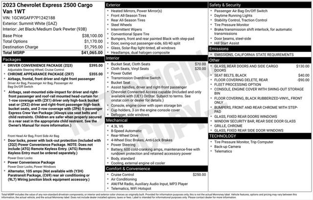 2023 Chevrolet Express Cargo RWD 2500 Regular Wheelbase WT 2023 Chevrolet Express Cargo RWD 2500 Regular Wheelbase WT