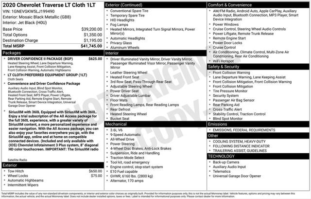 2020 Chevrolet Traverse AWD LT Cloth 2020 Chevrolet Traverse AWD LT Cloth