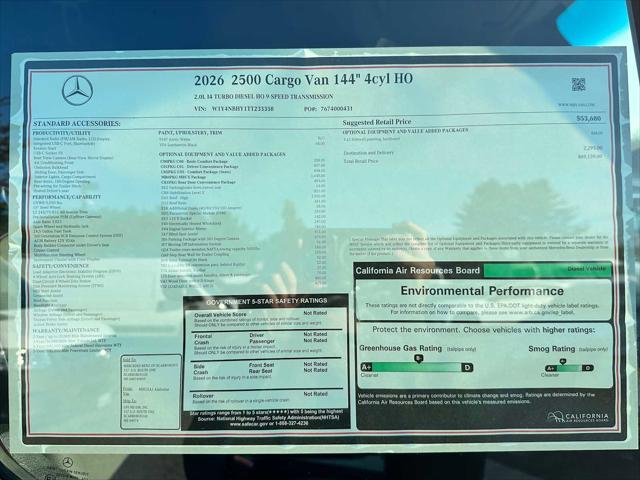 2026 Mercedes-Benz Sprinter Cargo Van Standard Roof 4-Cyl Diesel HO