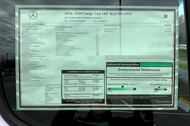 2026 Mercedes-Benz Sprinter Cargo Van Standard Roof 4-Cyl Diesel HO