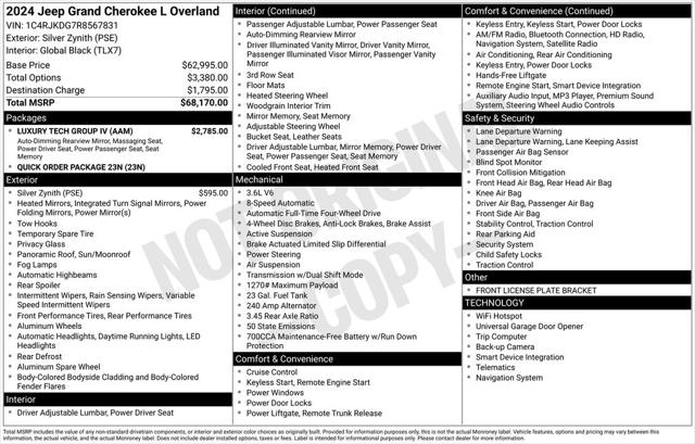 2024 Jeep Grand Cherokee GRAND CHEROKEE L OVERLAND 4X4 2024 Jeep Grand Cherokee GRAND CHEROKEE L OVERLAND 4X4