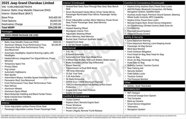 2025 Jeep Grand Cherokee GRAND CHEROKEE LIMITED 4X4 2025 Jeep Grand Cherokee GRAND CHEROKEE LIMITED 4X4