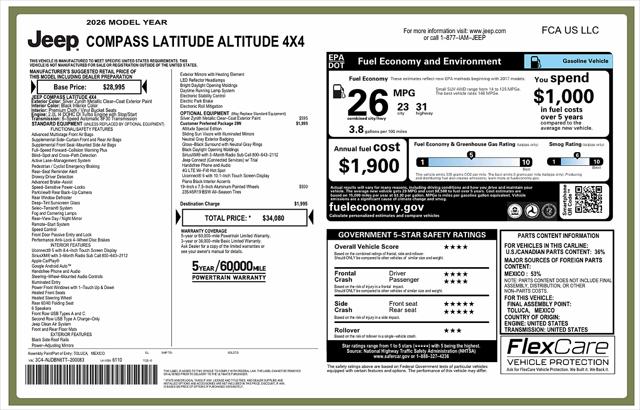 2026 Jeep Compass COMPASS LATITUDE ALTITUDE 4X4