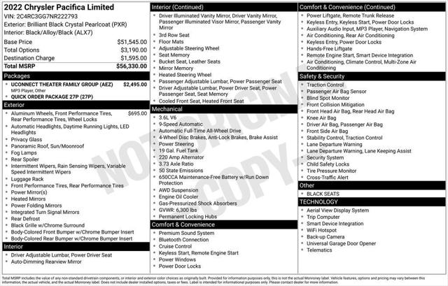 2022 Chrysler Pacifica Limited AWD 2022 Chrysler Pacifica Limited AWD