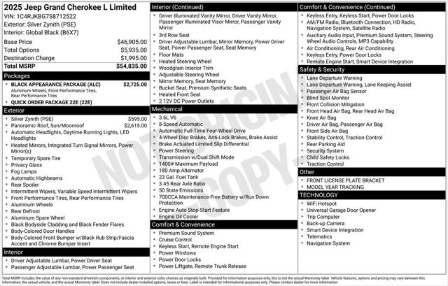 2025 Jeep Grand Cherokee GRAND CHEROKEE L LIMITED 4X4