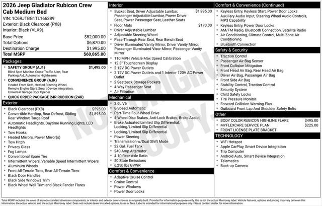 2026 Jeep Gladiator GLADIATOR RUBICON 4X4