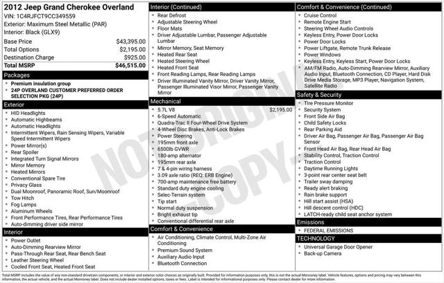 2012 Jeep Grand Cherokee Overland 2012 Jeep Grand Cherokee Overland