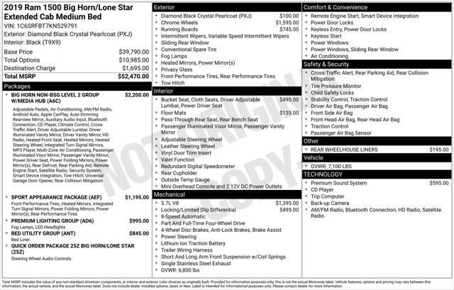 2019 RAM 1500 Big Horn/Lone Star Quad Cab 4x4 64 Box 2019 RAM 1500 Big Horn/Lone Star Quad Cab 4x4 64 Box