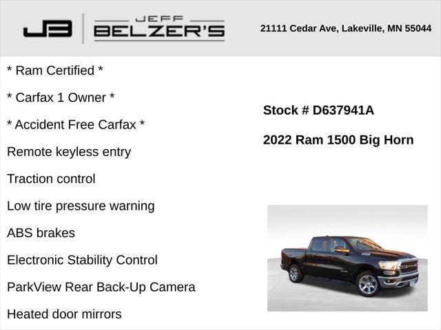 2022 RAM 1500 Big Horn Crew Cab 4x4 57 Box 2022 RAM 1500 Big Horn Crew Cab 4x4 57 Box