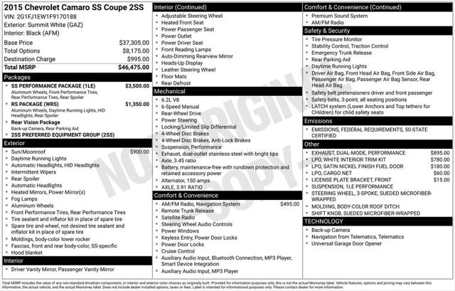 2015 Chevrolet Camaro 2SS 2015 Chevrolet Camaro 2SS