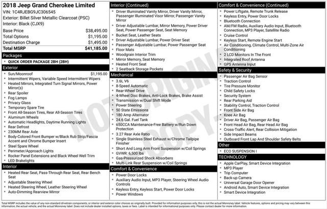 2018 Jeep Grand Cherokee Limited 4x2 2018 Jeep Grand Cherokee Limited 4x2