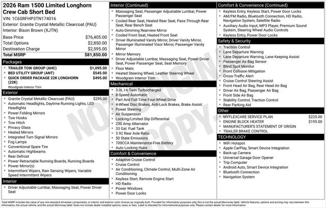2026 Ram 1500 Limited Longhorn Crew Cab 4x4 57 Box