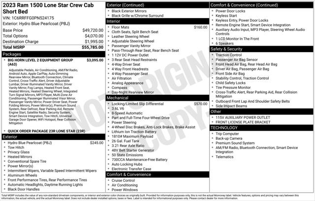 2023 RAM 1500 Lone Star Crew Cab 4x4 57 Box 2023 RAM 1500 Lone Star Crew Cab 4x4 57 Box