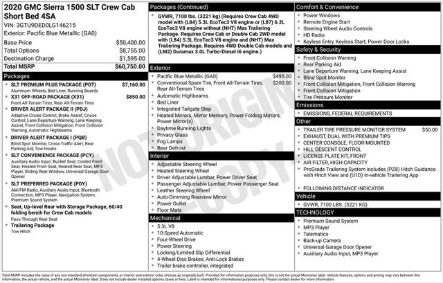 2020 GMC Sierra 1500 4WD Crew Cab Short Box SLT