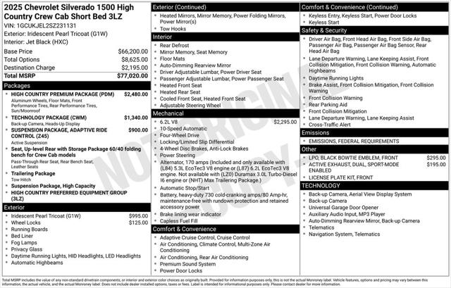 2025 Chevrolet Silverado 1500 4WD Crew Cab Short Bed High Country