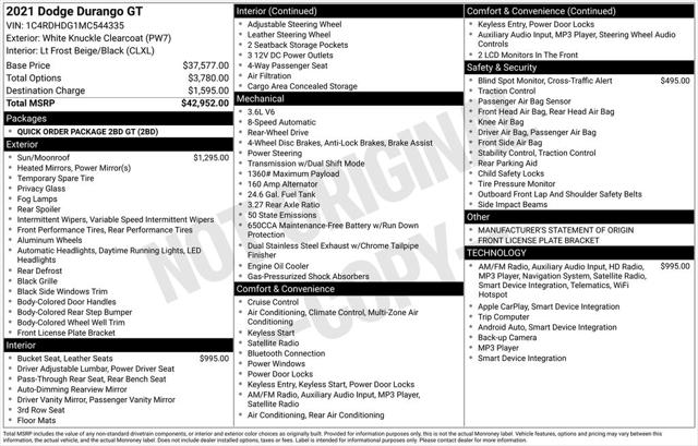 2021 Dodge Durango GT RWD 2021 Dodge Durango GT RWD