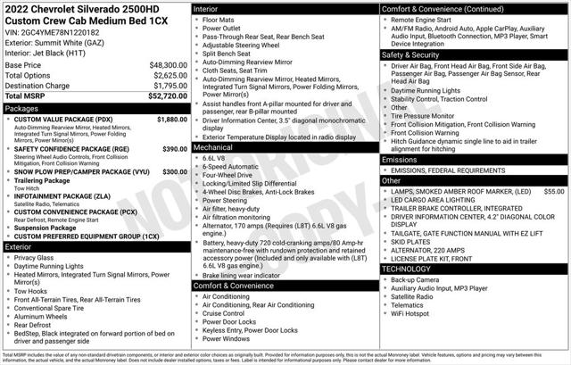 2022 Chevrolet Silverado 2500HD 4WD Crew Cab Standard Bed Custom 2022 Chevrolet Silverado 2500HD 4WD Crew Cab Standard Bed Custom