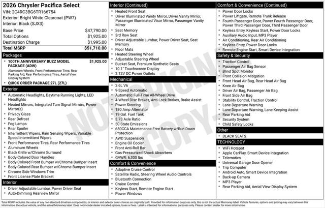 2026 Chrysler Pacifica Select AWD