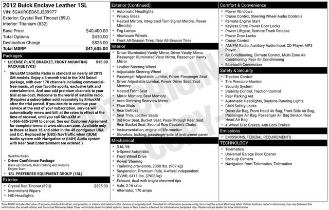 2012 Buick Enclave Leather