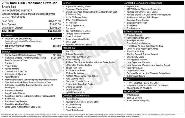 2025 RAM 1500 Tradesman Crew Cab 4x4 57 Box 2025 RAM 1500 Tradesman Crew Cab 4x4 57 Box