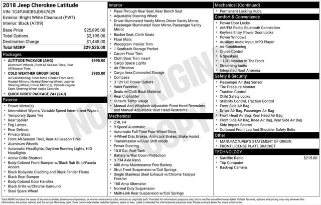 2018 Jeep Cherokee Latitude 4x4 2018 Jeep Cherokee Latitude 4x4