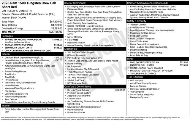 2026 RAM Ram 1500 RAM 1500 TUNGSTEN CREW CAB 4X4 2026 RAM Ram 1500 RAM 1500 TUNGSTEN CREW CAB 4X4