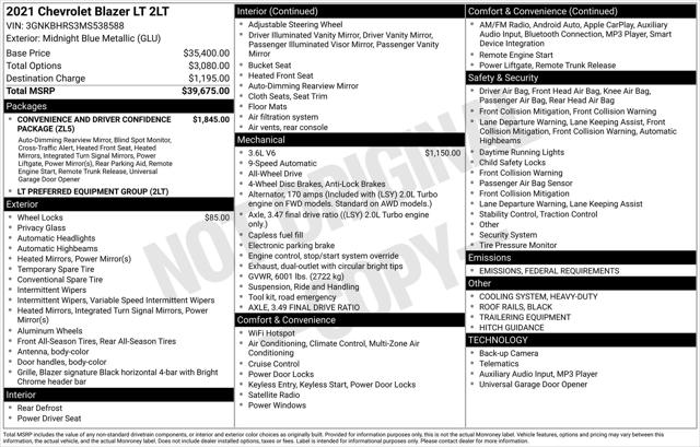 2021 Chevrolet Blazer AWD 2LT 2021 Chevrolet Blazer AWD 2LT