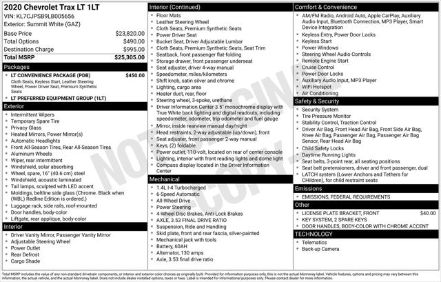 2020 Chevrolet Trax AWD LT 2020 Chevrolet Trax AWD LT