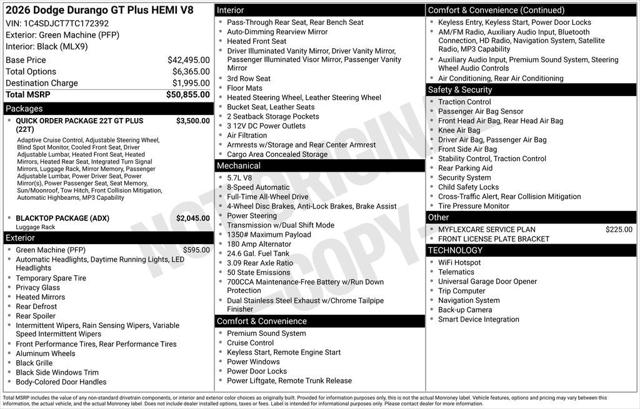 2026 Dodge Durango DURANGO GT PLUS AWD HEMI V8 2026 Dodge Durango DURANGO GT PLUS AWD HEMI V8