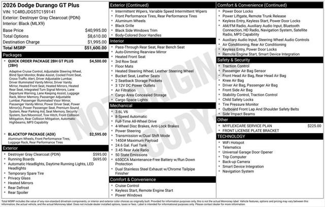 2026 Dodge Durango DURANGO GT PLUS AWD 2026 Dodge Durango DURANGO GT PLUS AWD