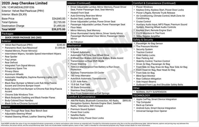 2020 Jeep Cherokee Limited 4X4