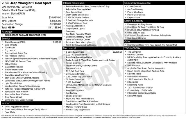 2026 Jeep Wrangler 2-Door Sport 4x4