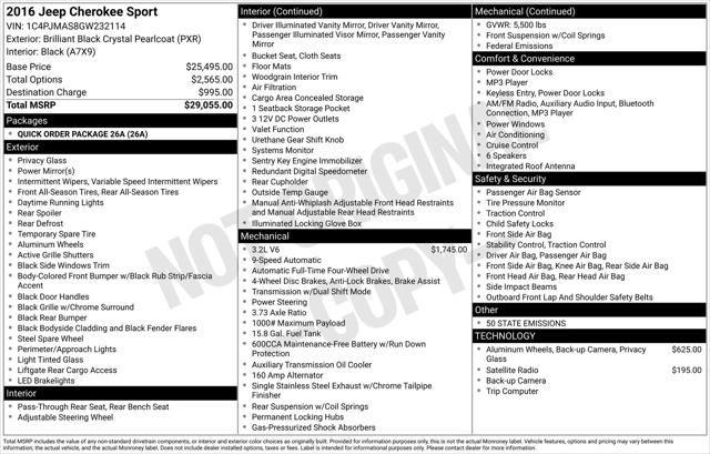 2016 Jeep Cherokee Sport 2016 Jeep Cherokee Sport