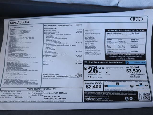2026 Audi S3 TFSI quattro S tronic