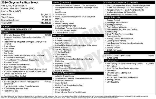2026 Chrysler Pacifica PACIFICA SELECT