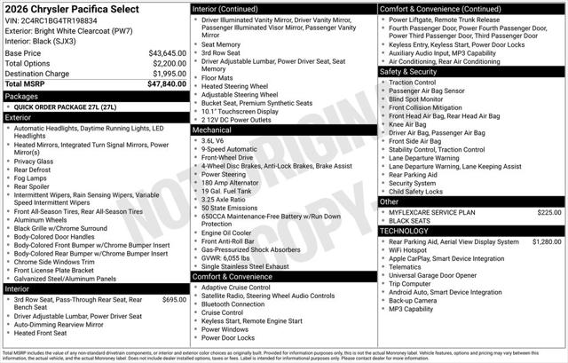 2026 Chrysler Pacifica PACIFICA SELECT 2026 Chrysler Pacifica PACIFICA SELECT