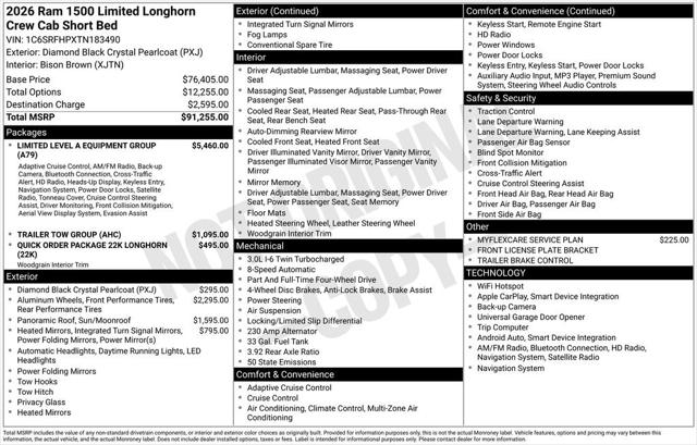 2026 RAM Ram 1500 RAM 1500 LIMITED LONGHORN CREW CAB 4X4 57 BOX 2026 RAM Ram 1500 RAM 1500 LIMITED LONGHORN CREW CAB 4X4 57 BOX