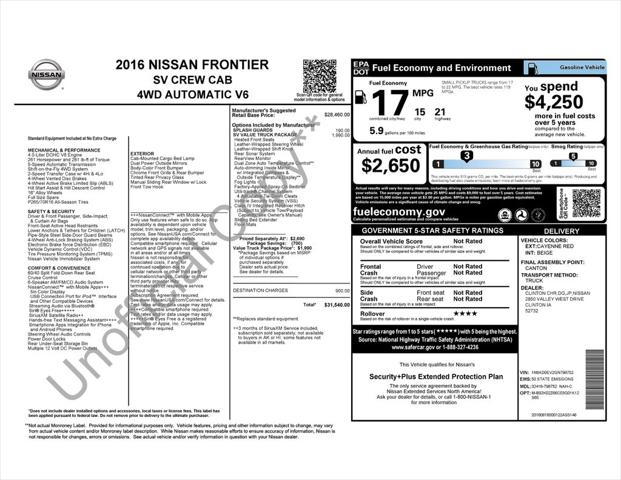 2016 Nissan Frontier SV 2016 Nissan Frontier SV