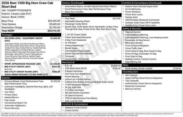 2026 Ram 1500 Big Horn Crew Cab 4x4 57 Box