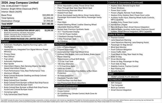 2026 Jeep Compass COMPASS LIMITED 4X4 2026 Jeep Compass COMPASS LIMITED 4X4