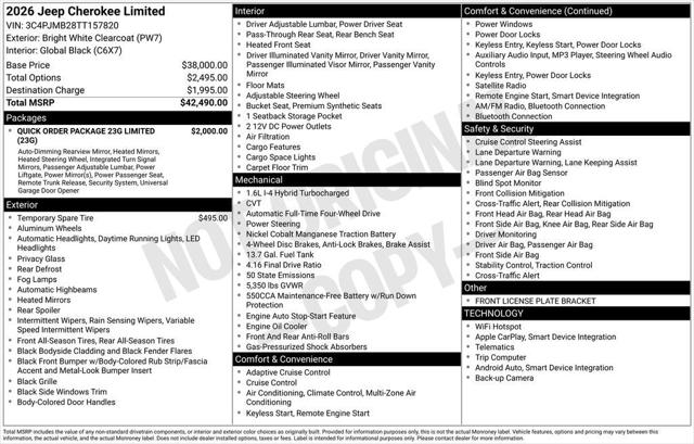 2026 Jeep Cherokee CHEROKEE LIMITED 4X4