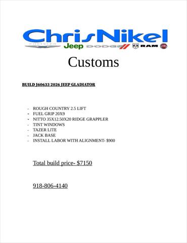 2026 Jeep Gladiator GLADIATOR SPORT 4X4 2026 Jeep Gladiator GLADIATOR SPORT 4X4