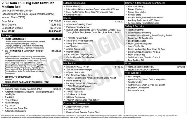 2026 RAM Ram 1500 RAM 1500 BIG HORN CREW CAB 4X4 64 BOX