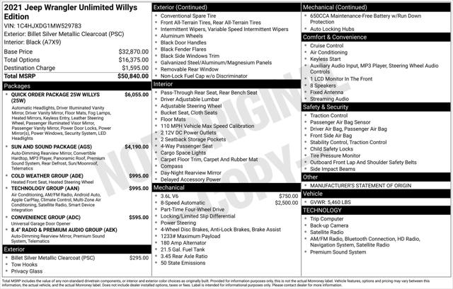 2021 Jeep Wrangler Unlimited Willys 4x4 2021 Jeep Wrangler Unlimited Willys 4x4