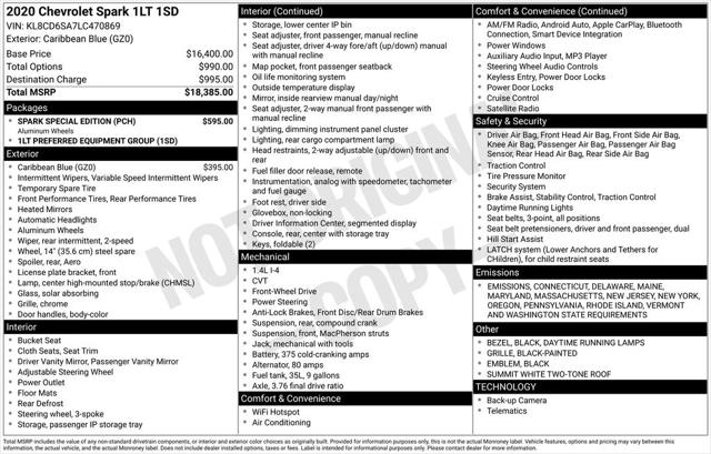 2020 Chevrolet Spark FWD 1LT Automatic 2020 Chevrolet Spark FWD 1LT Automatic