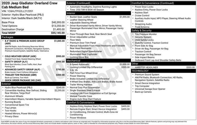 2020 Jeep Gladiator Overland 4X4 2020 Jeep Gladiator Overland 4X4