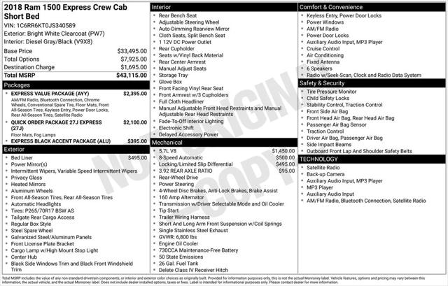 2018 RAM 1500 Express Crew Cab 4x2 57 Box 2018 RAM 1500 Express Crew Cab 4x2 57 Box